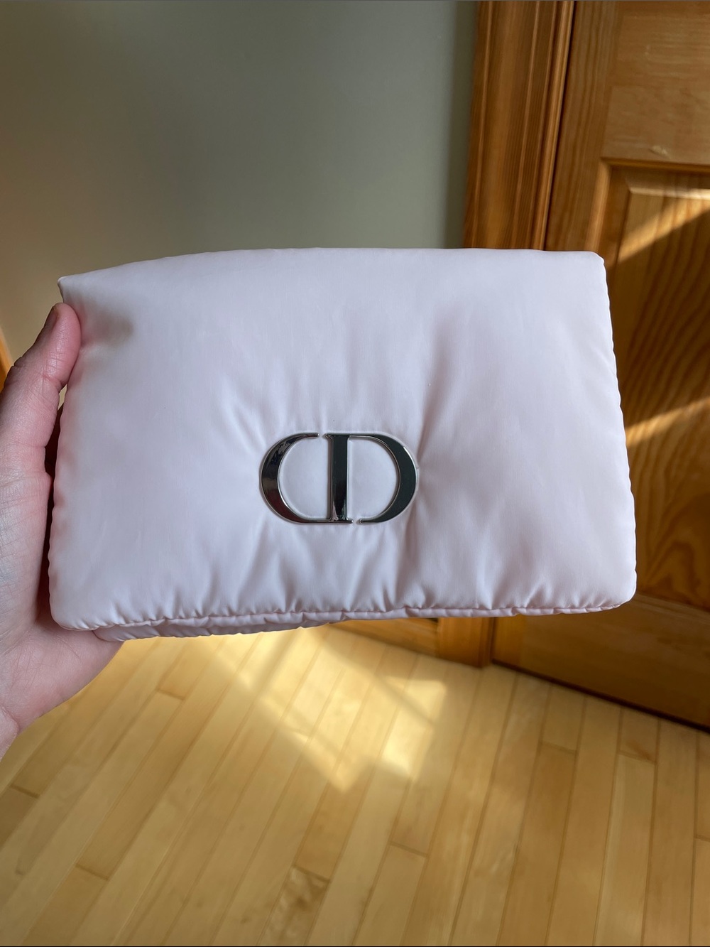 Dior Light Pink puffy Pouch with Silver CD Logo - Picture 6 of 7